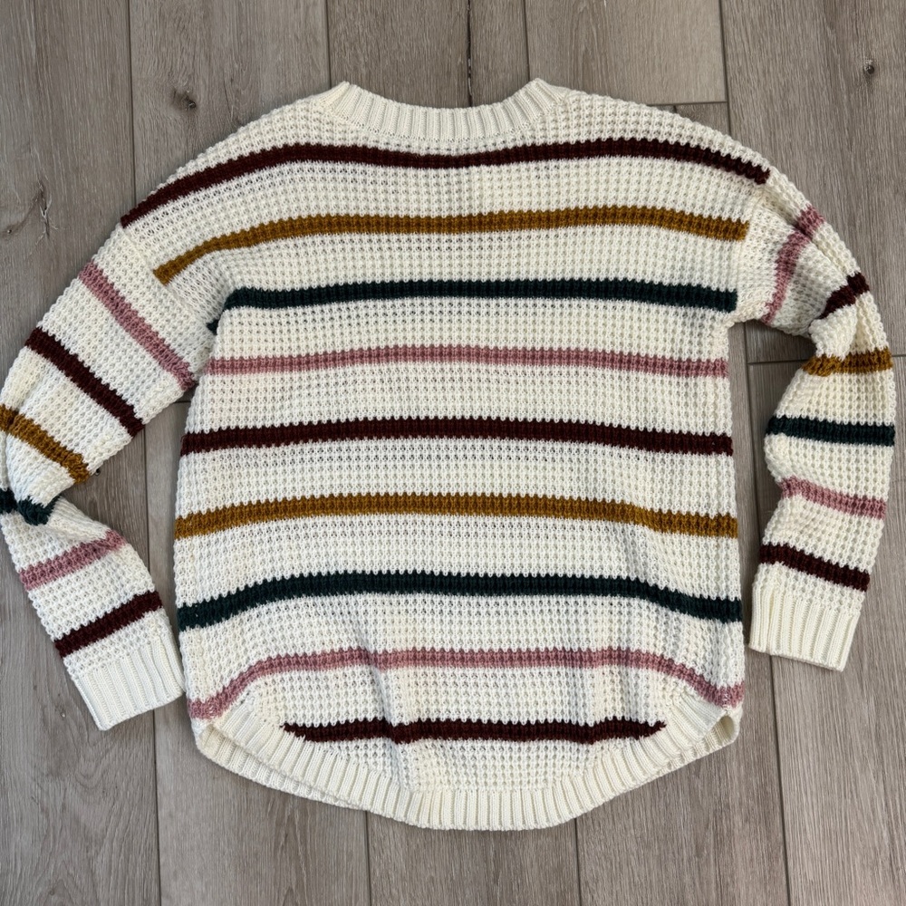 Striped Knit Sweater - Cream, Pink, Green. Size M. Very cute! - Picture 4 of 4